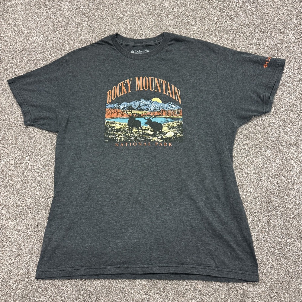 Columbia Shirt Mens XL Gray Rocky Mountain National Park Graphic Tee T-Shirt